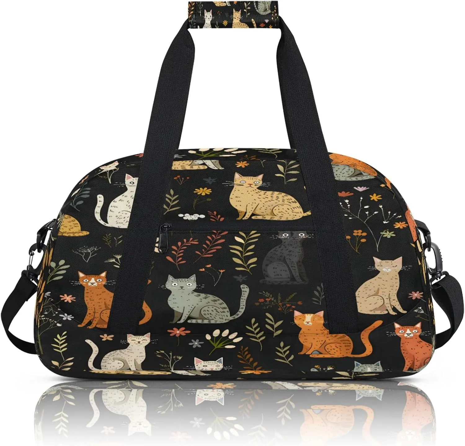 Colorful Cats Small Gym Bag 18 inch Carry On Duffel Bag for Weekender Travel Sports Workout Yoga Gymnastics Dance Ballet