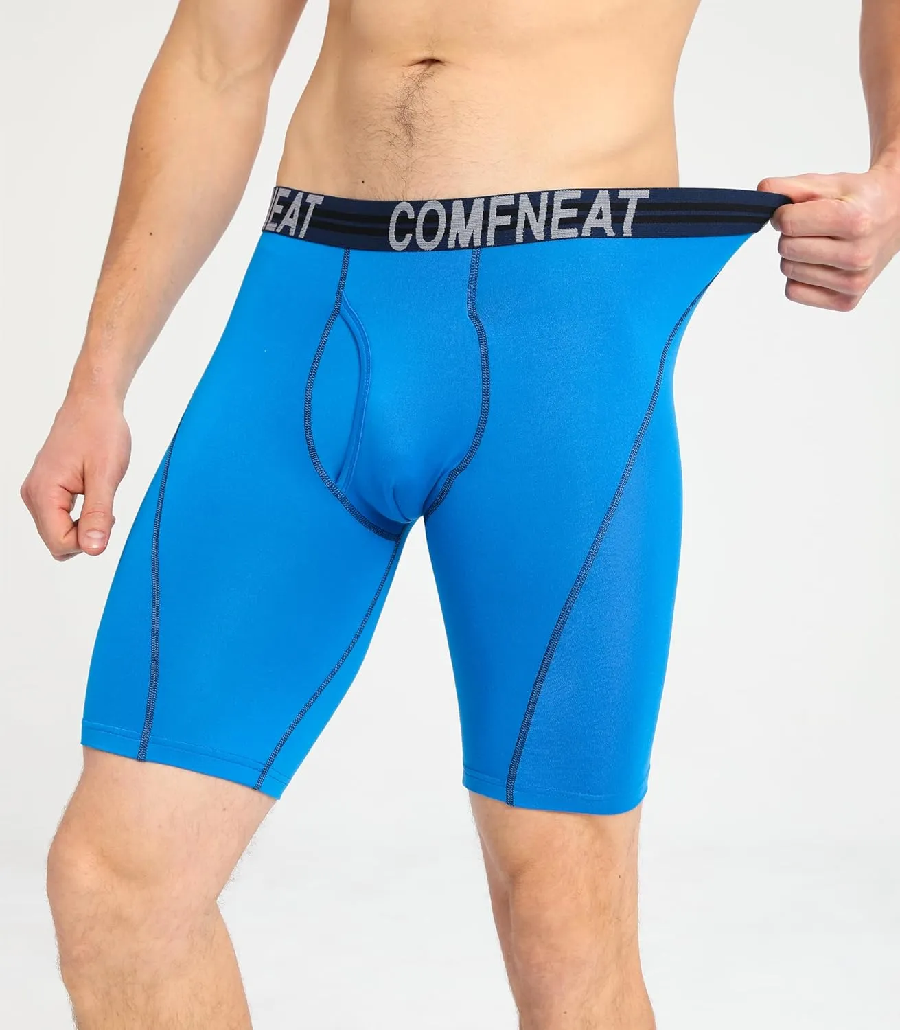 Comfneat Men's 9" Long Boxer Briefs Sports Performance Breathable Underwear 4-Pack