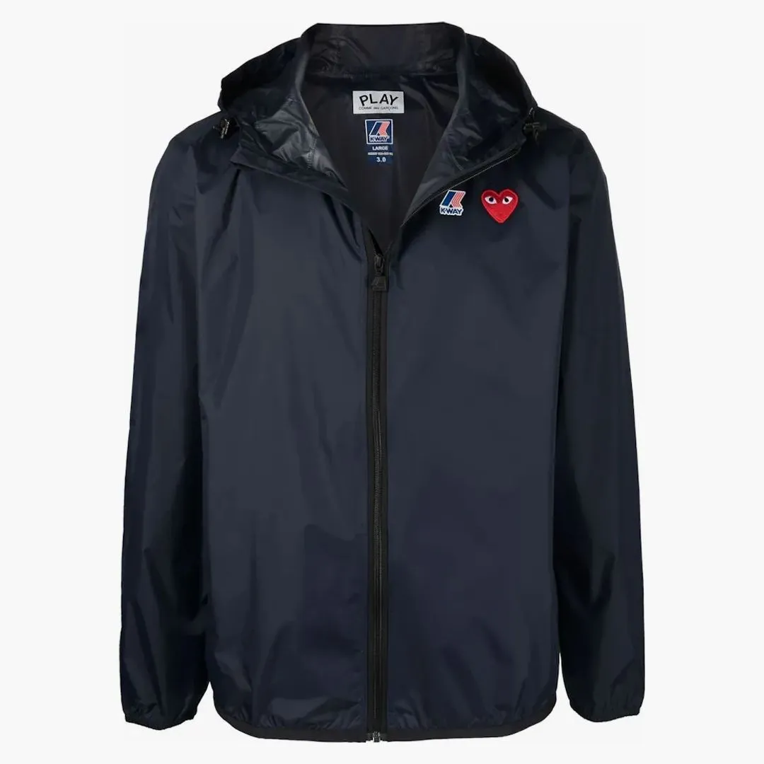 Comme Des Garcons Play X K Way Full Zip Packable Jacket Navy