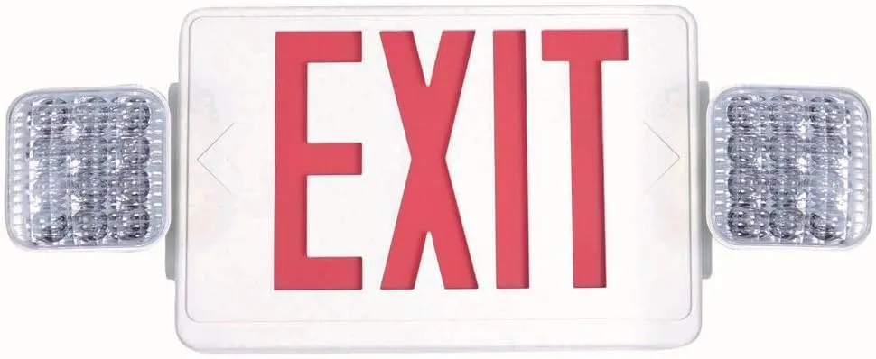 Commercial Electric Combo 14-Watt with NICAD 9.6-Volt Battery White Integrated LED Exit Sign and Emergency Light