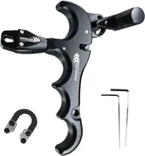 Compound Bow Aid Releaser and D Loop Rope，Adjustable Can Rotate 360° Thumb Release Bow Aluminum Alloy Aids，Archery Release Aids