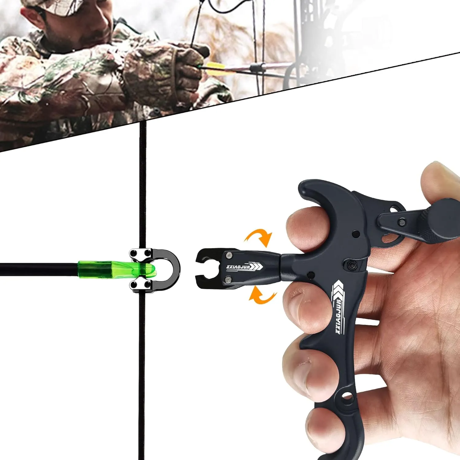 Compound Bow Aid Releaser and D Loop Rope，Adjustable Can Rotate 360° Thumb Release Bow Aluminum Alloy Aids，Archery Release Aids