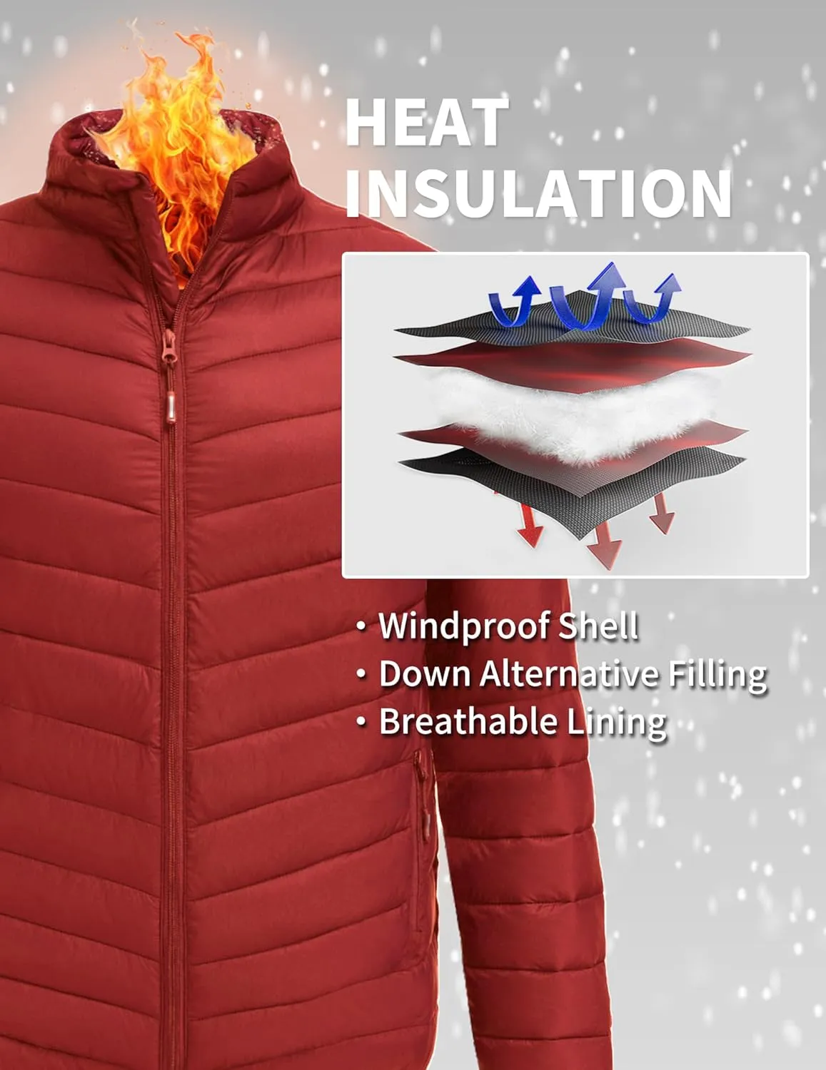COOFANDY Men's Puffer Jacket Packable Lightweight Puffy Jackets with Zippered Pockets Down Alternative Winter Coat