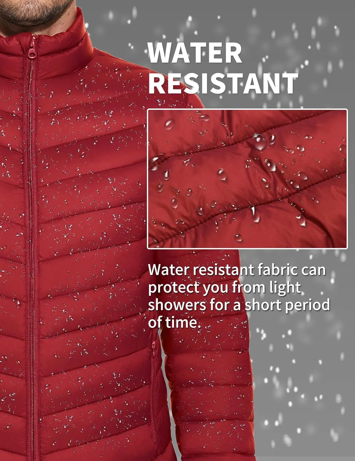 COOFANDY Men's Puffer Jacket Packable Lightweight Puffy Jackets with Zippered Pockets Down Alternative Winter Coat