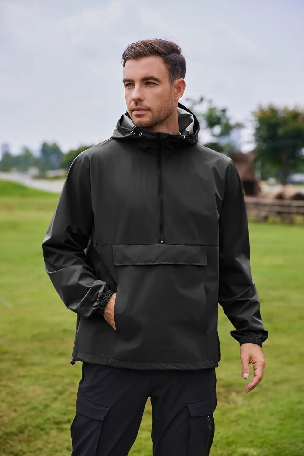 COOFANDY Men's Rain Jacket Waterproof Lightweight Packable Raincoat Pullover Windbreaker With Hood For Hiking Running