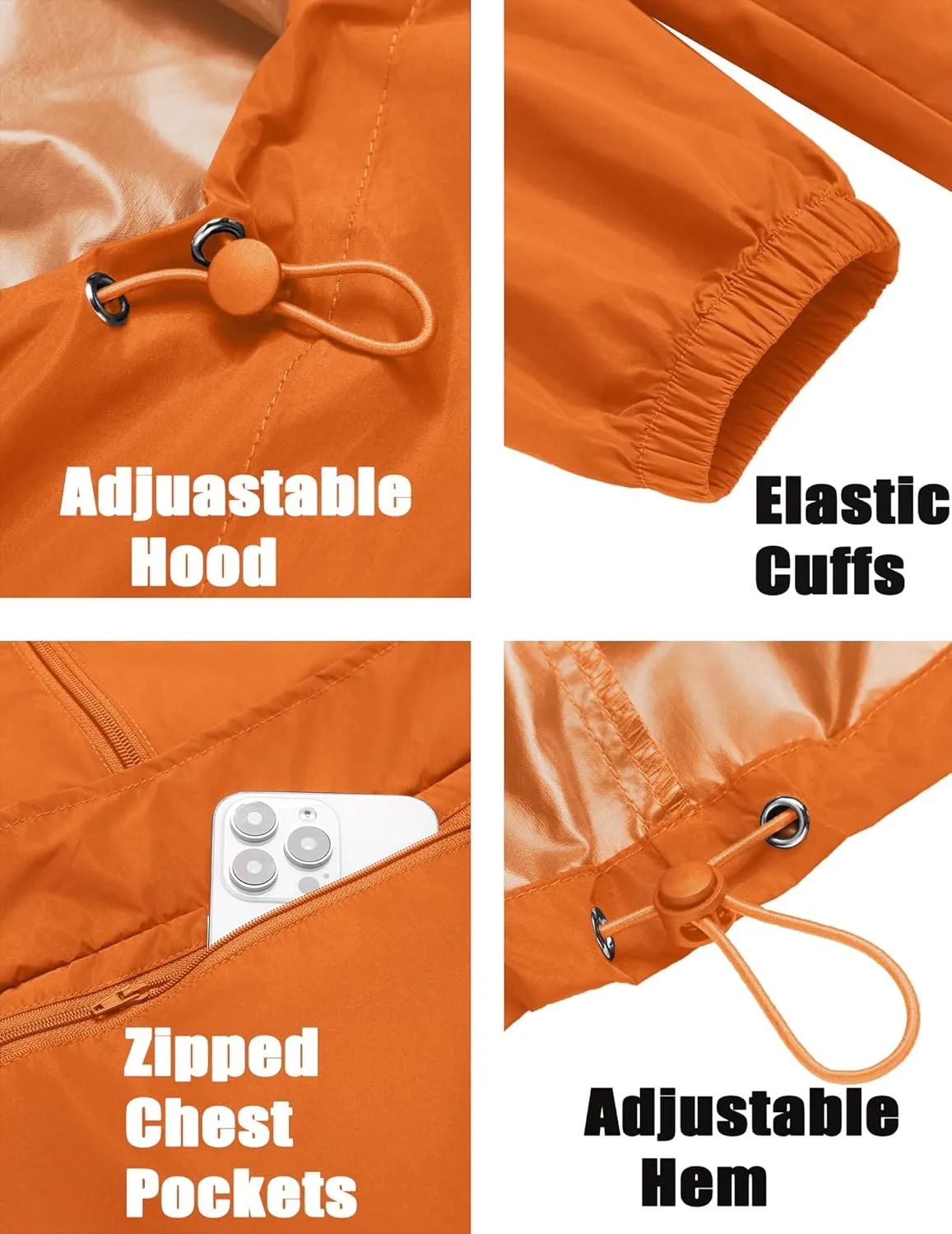 COOFANDY Men's Rain Jacket Waterproof Lightweight Packable Raincoat Pullover Windbreaker With Hood For Hiking Running