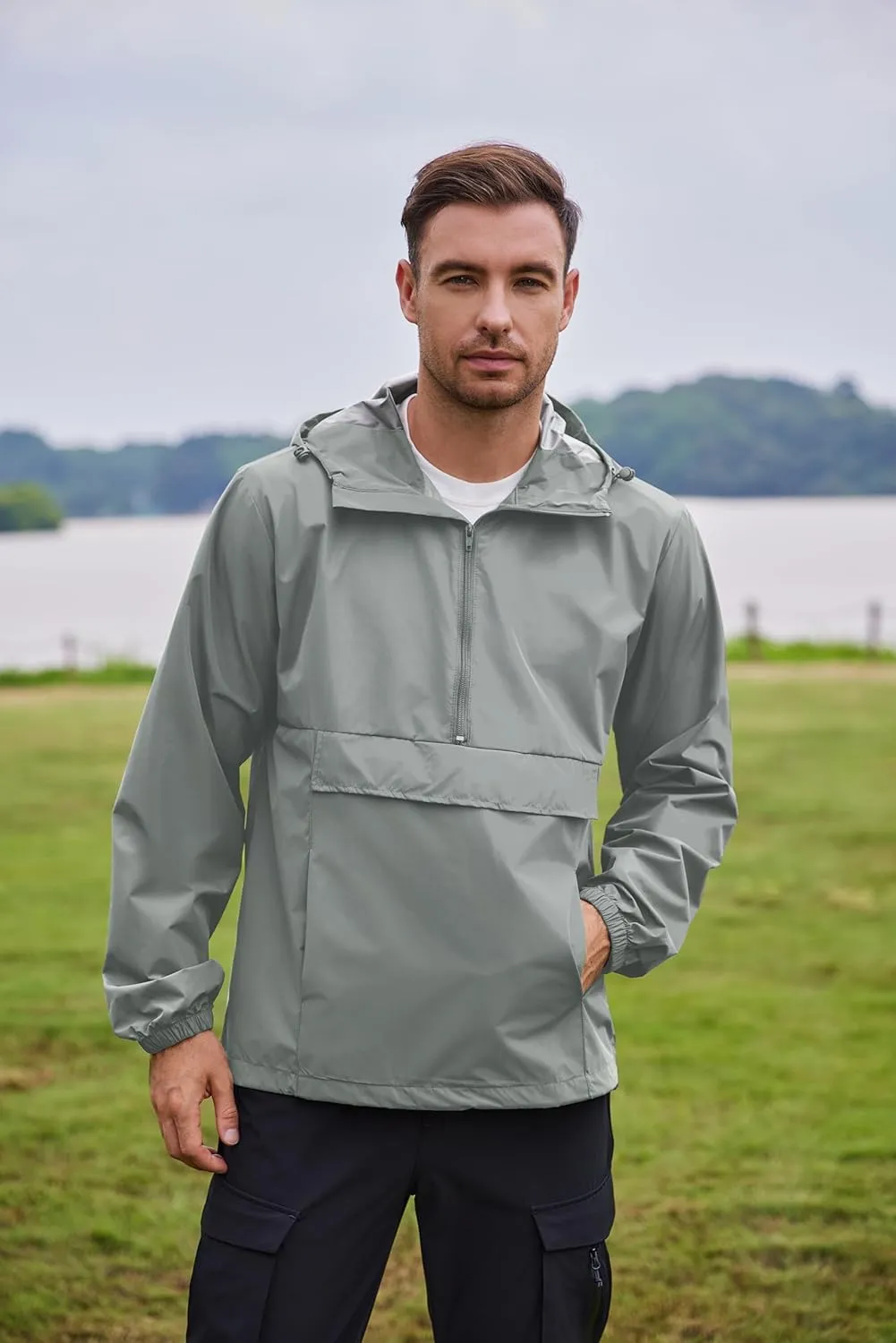 COOFANDY Men's Rain Jacket Waterproof Lightweight Packable Raincoat Pullover Windbreaker With Hood For Hiking Running