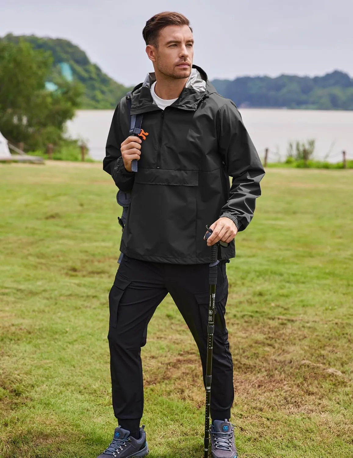 COOFANDY Men's Rain Jacket Waterproof Lightweight Packable Raincoat Pullover Windbreaker With Hood For Hiking Running