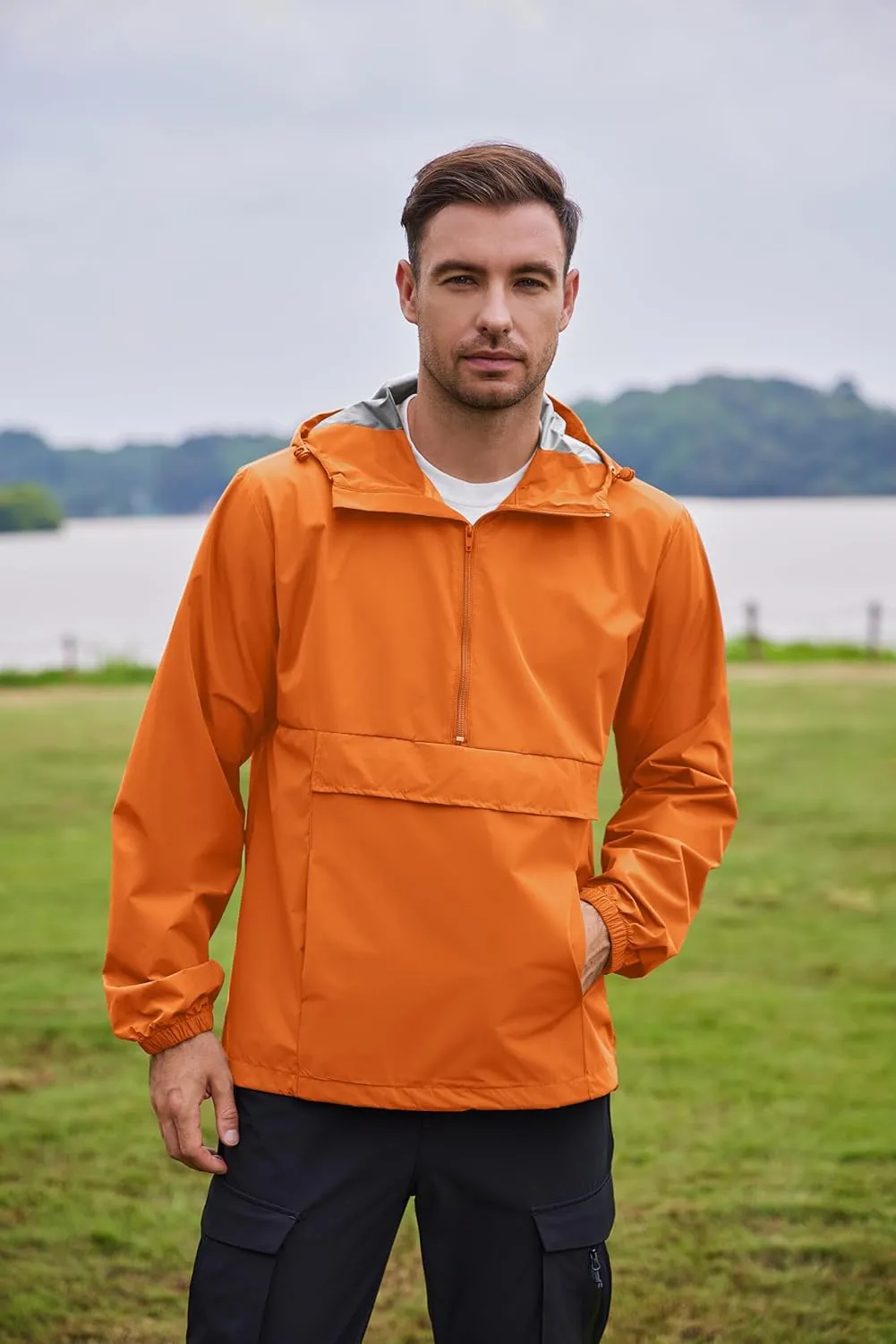 COOFANDY Men's Rain Jacket Waterproof Lightweight Packable Raincoat Pullover Windbreaker With Hood For Hiking Running