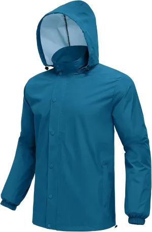 COOFANDY Men's Rain Jacket Waterproof Packable Raincoat Lightweight Rain Shell Hood Travel Golf Hiking Cycling Zip Pockets