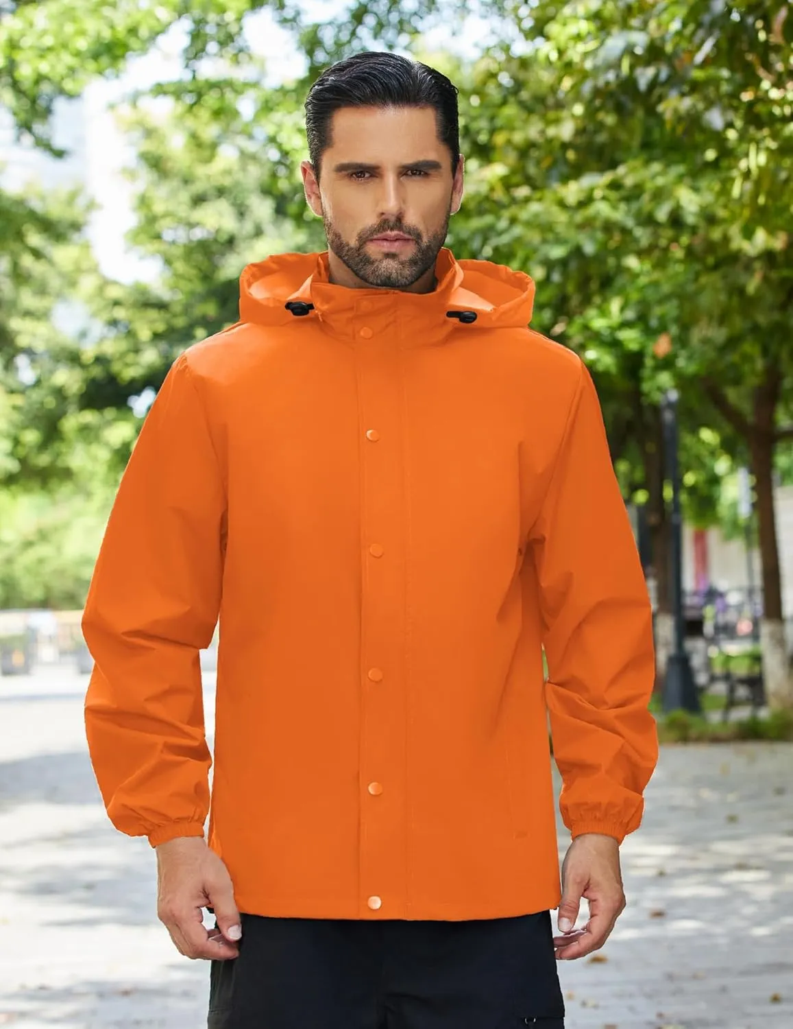 COOFANDY Men's Rain Jacket Waterproof Packable Raincoat Lightweight Rain Shell Hood Travel Golf Hiking Cycling Zip Pockets