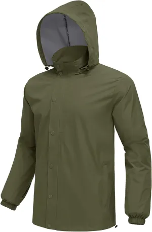 COOFANDY Men's Rain Jacket Waterproof Packable Raincoat Lightweight Rain Shell Hood Travel Golf Hiking Cycling Zip Pockets