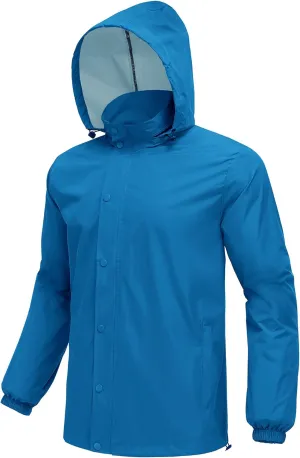 COOFANDY Men's Rain Jacket Waterproof Packable Raincoat Lightweight Rain Shell Hood Travel Golf Hiking Cycling Zip Pockets