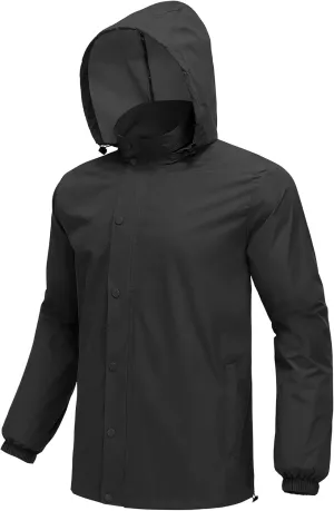 COOFANDY Men's Rain Jacket Waterproof Packable Raincoat Lightweight Rain Shell Hood Travel Golf Hiking Cycling Zip Pockets