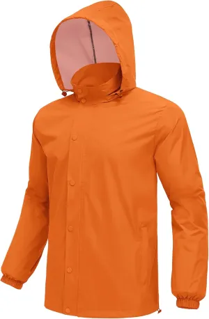 COOFANDY Men's Rain Jacket Waterproof Packable Raincoat Lightweight Rain Shell Hood Travel Golf Hiking Cycling Zip Pockets