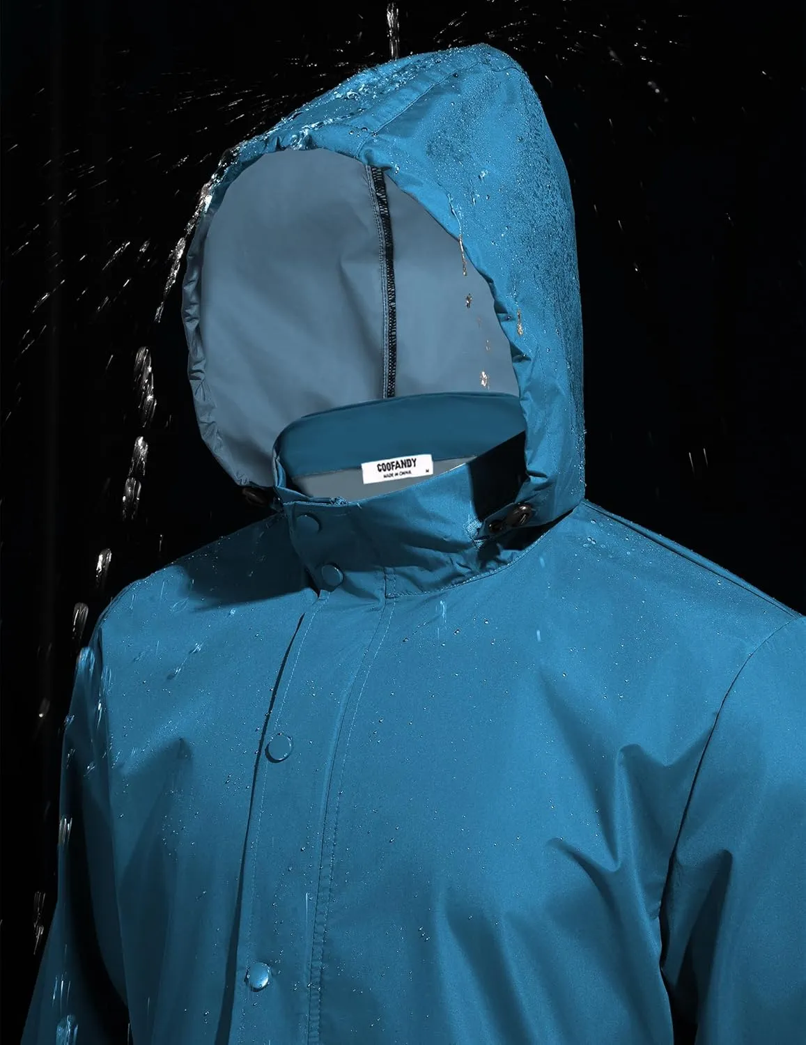 COOFANDY Men's Rain Jacket Waterproof Packable Raincoat Lightweight Windbreaker with Hood for Hiking Cycling