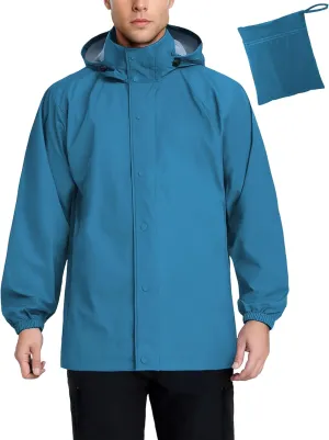 COOFANDY Men's Rain Jacket Waterproof Packable Raincoat Lightweight Windbreaker with Hood for Hiking Cycling
