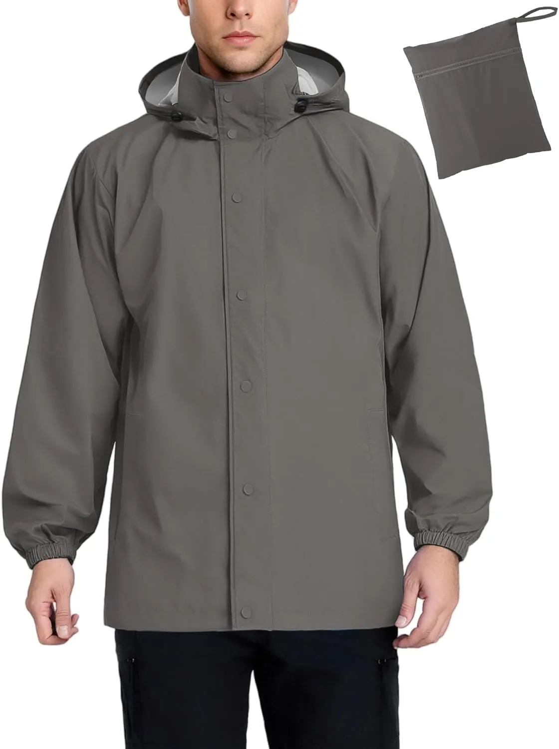 COOFANDY Men's Rain Jacket Waterproof Packable Raincoat Lightweight Windbreaker with Hood for Hiking Cycling
