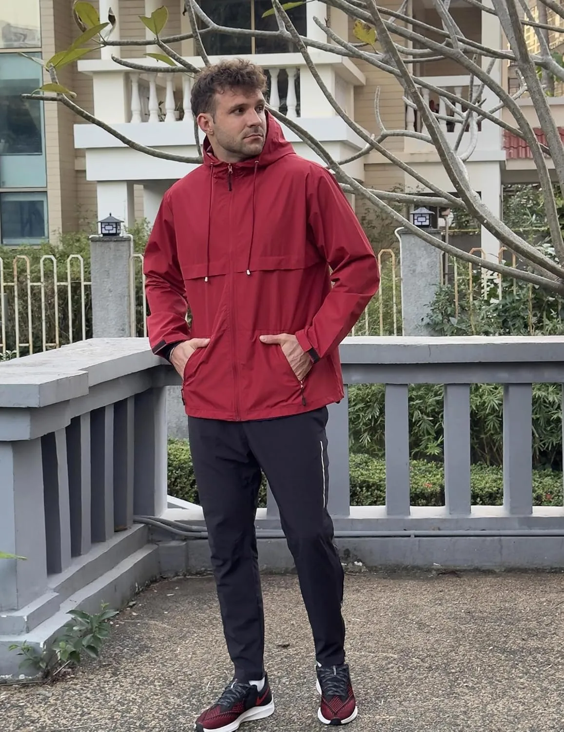 COOFANDY Men's Rain Jacket Waterproof with Hood Packable Rain Coat Lightweight Windbreaker for Hiking Golf Outdoor