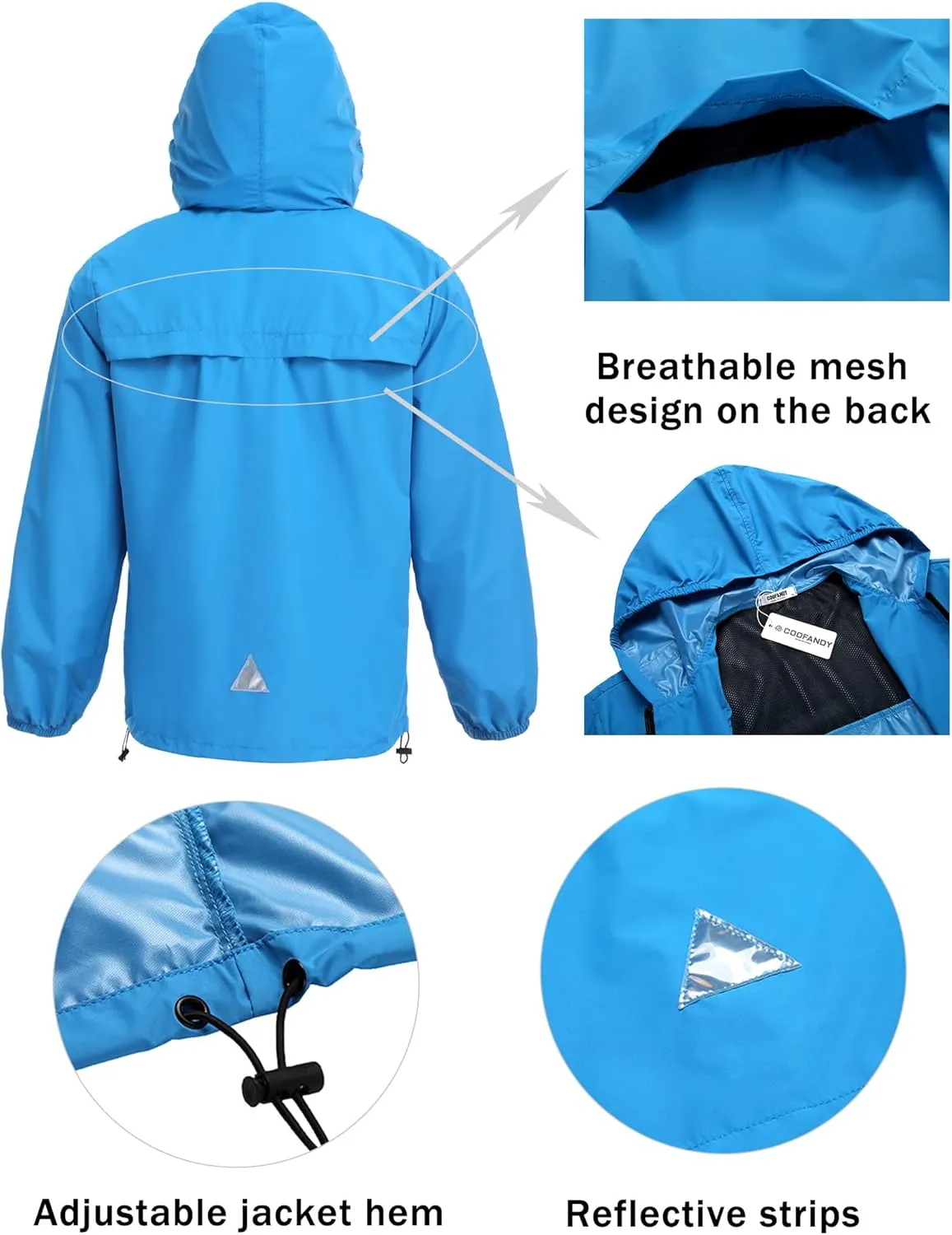 COOFANDY Men's Rain Suit 2 Piece Waterproof Breathable Rain Gear Lightweight Rain Jacket Pants Rainwear Suit