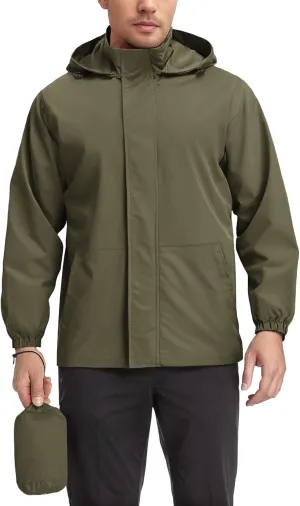 COOFANDY Rain Jacket Men Waterproof Lightweight Packable Raincoat Hooded Windbreaker For Hiking Golf Running