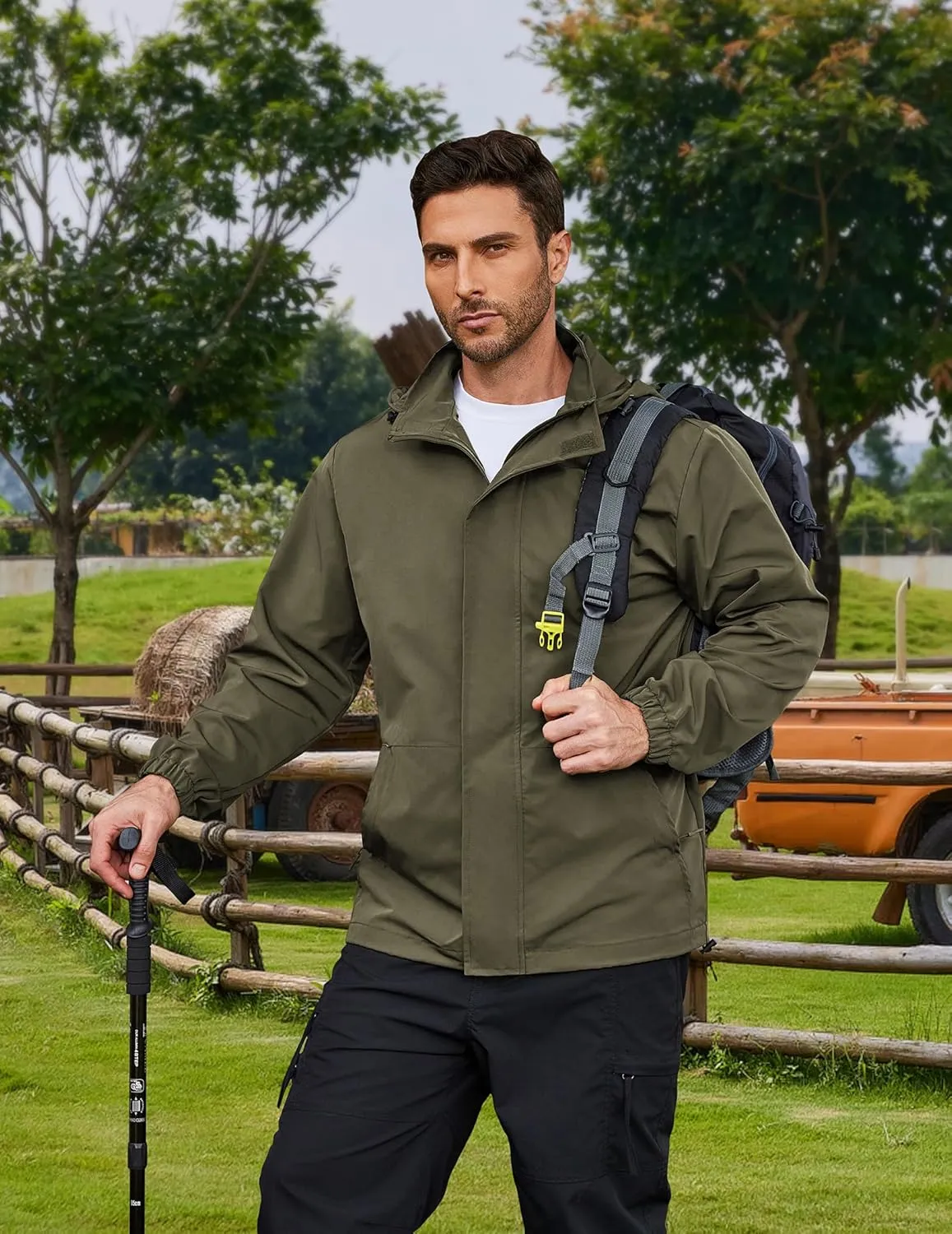 COOFANDY Rain Jacket Men Waterproof Lightweight Packable Raincoat Hooded Windbreaker For Hiking Golf Running