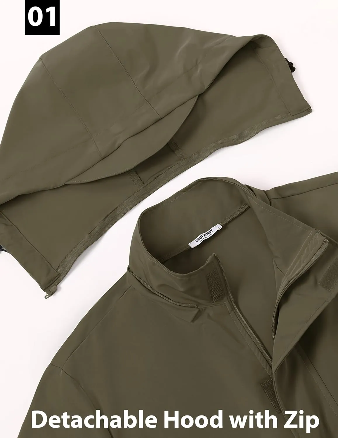 COOFANDY Rain Jacket Men Waterproof Lightweight Packable Raincoat Hooded Windbreaker For Hiking Golf Running