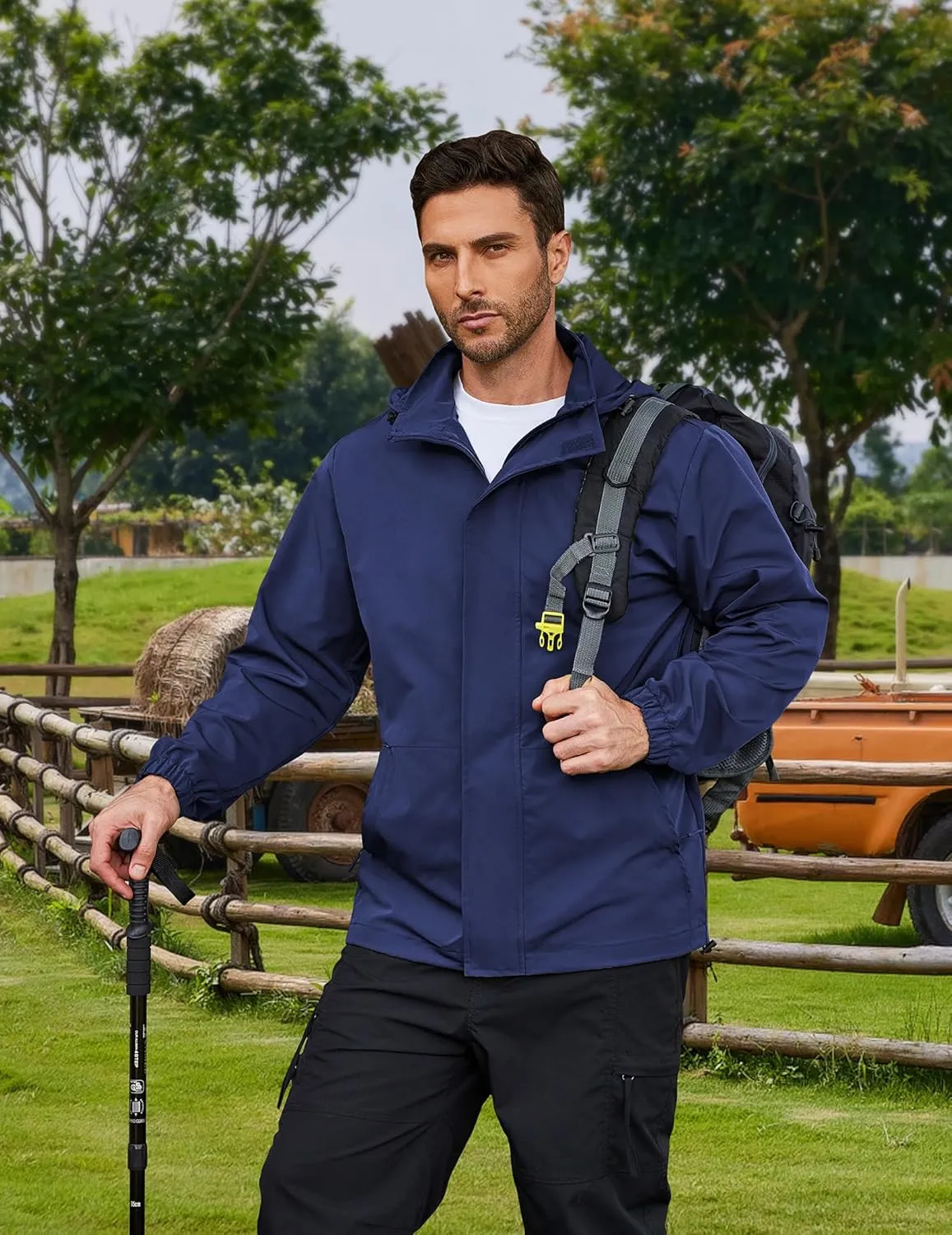 COOFANDY Rain Jacket Men Waterproof Lightweight Packable Raincoat Hooded Windbreaker For Hiking Golf Running