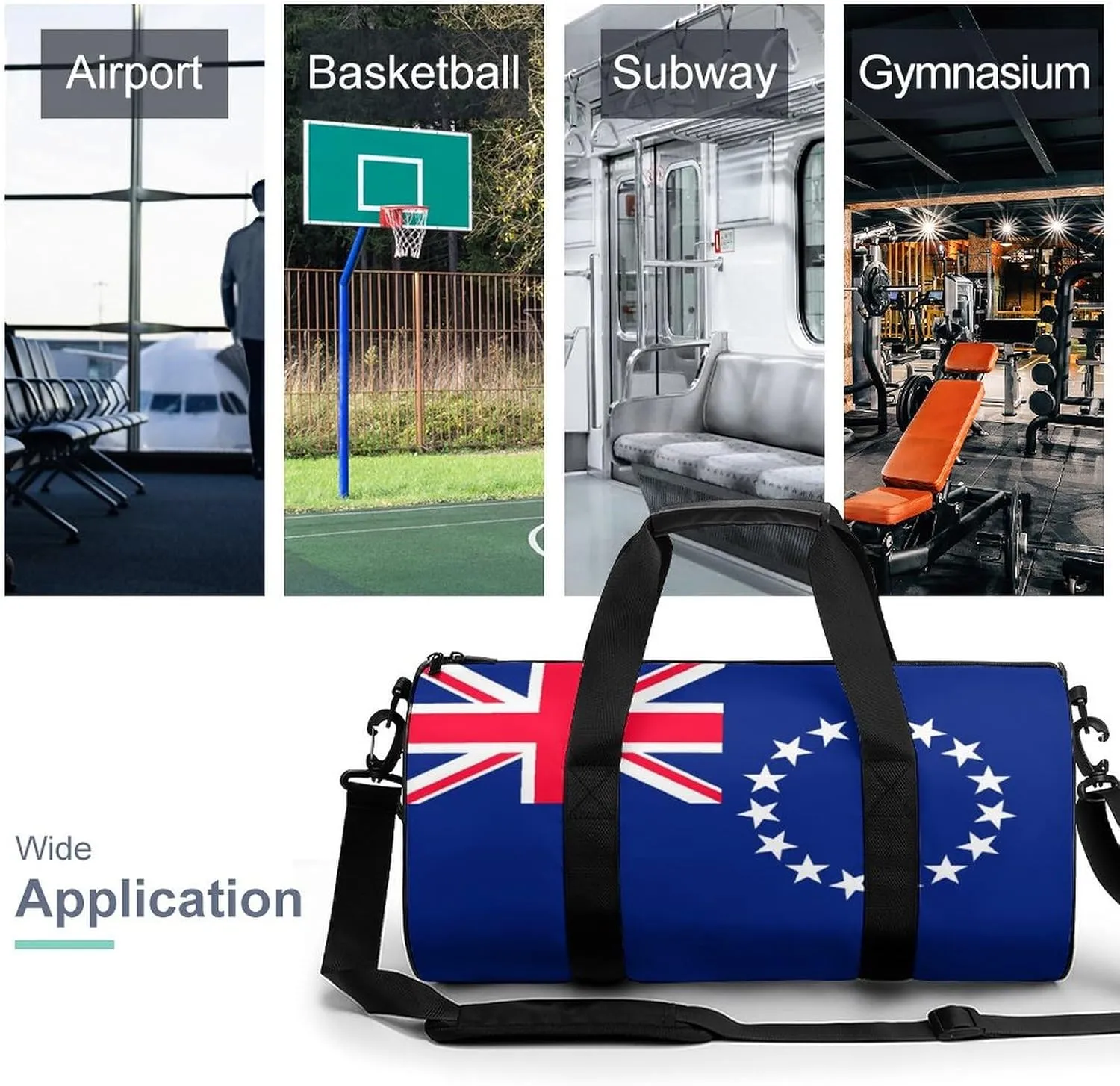 Cook Lslands Flag Waterproof Gym Duffel for Men Women Sports Travel Tote Bag