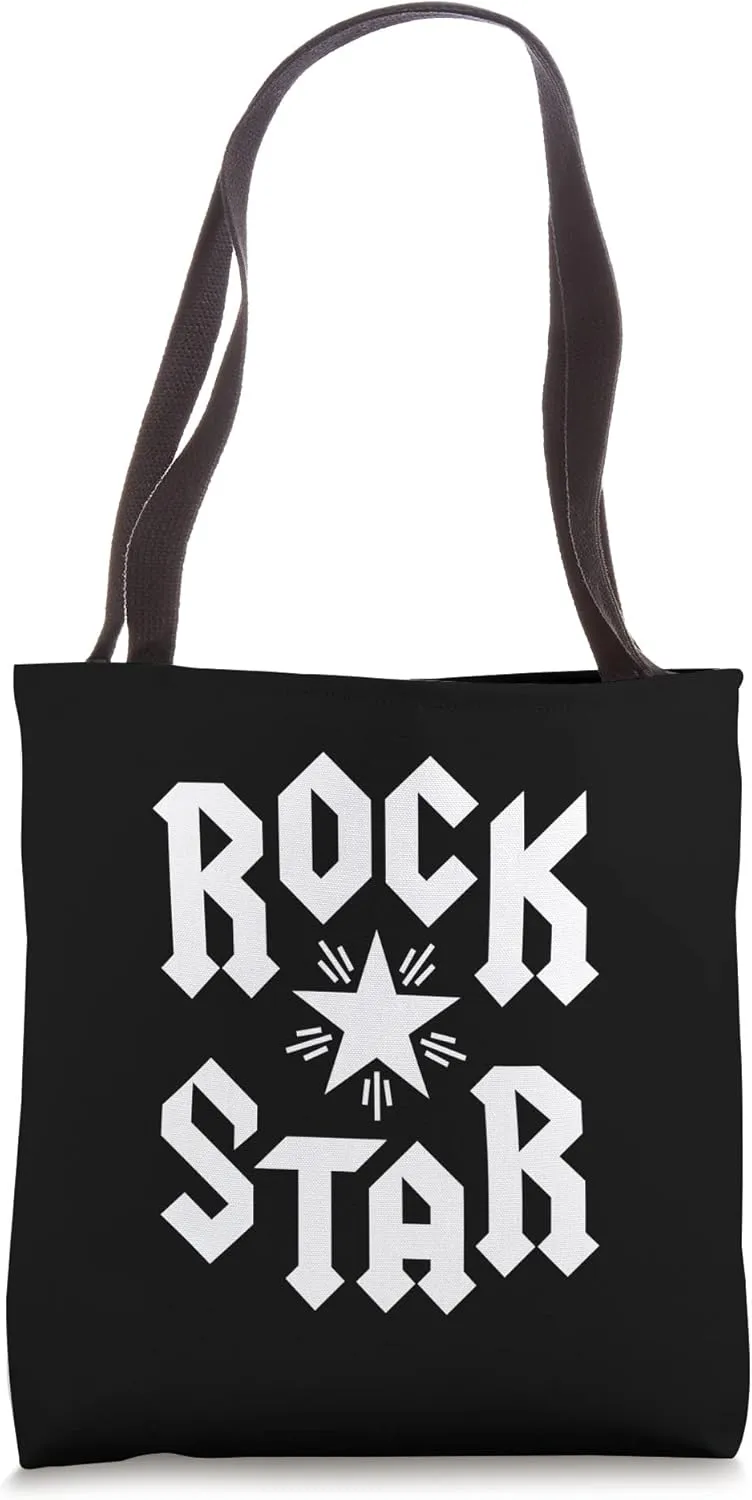 Cool Rock and Roll Star, I Love Rock Loud Music, Rock & Roll Tote Bag