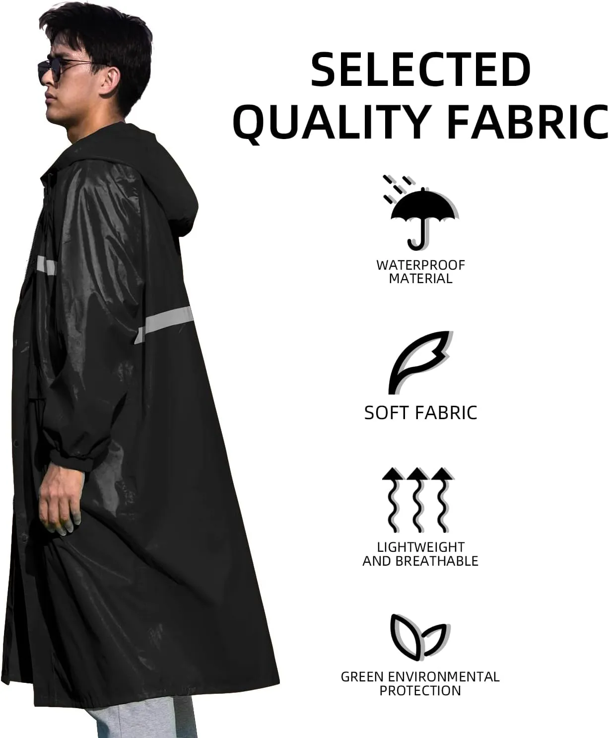 Coralrain Long Hooded Raincoat Safety Waterproof Emergency Rain Jacket Poncho for Men Women Adults
