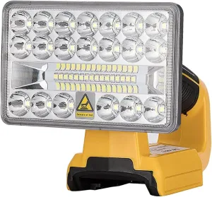 Cordless Work Light Compatible with Dewalt 20V Max Battery, 18W 2000LM Outdoor LED Light with 90°Rotating/USB Port/Low Voltage Protection/5" Zinc Alloy Heat Dissipation Lamp Head (No Battery)