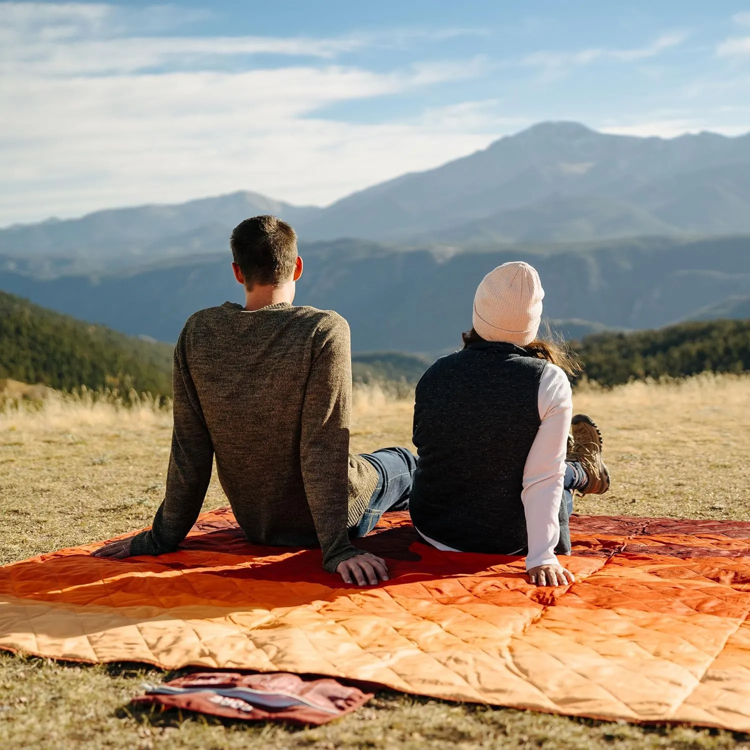 CORE Outdoor Weighted Blanket | Packable Waterproof Picnic Blanket, Beach Mat, Tent Camping Rug, & Stadium Blanket | Large Portable 94" x 78" Quilt Design with Built-in Straps and Carry Handle