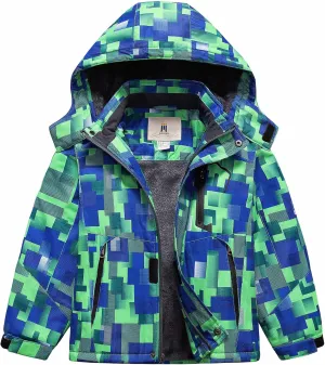 CREATMO US Boy's Waterproof Ski Jacket Warm Winter Snow Coat Windproof Snowboarding Rain Jacket