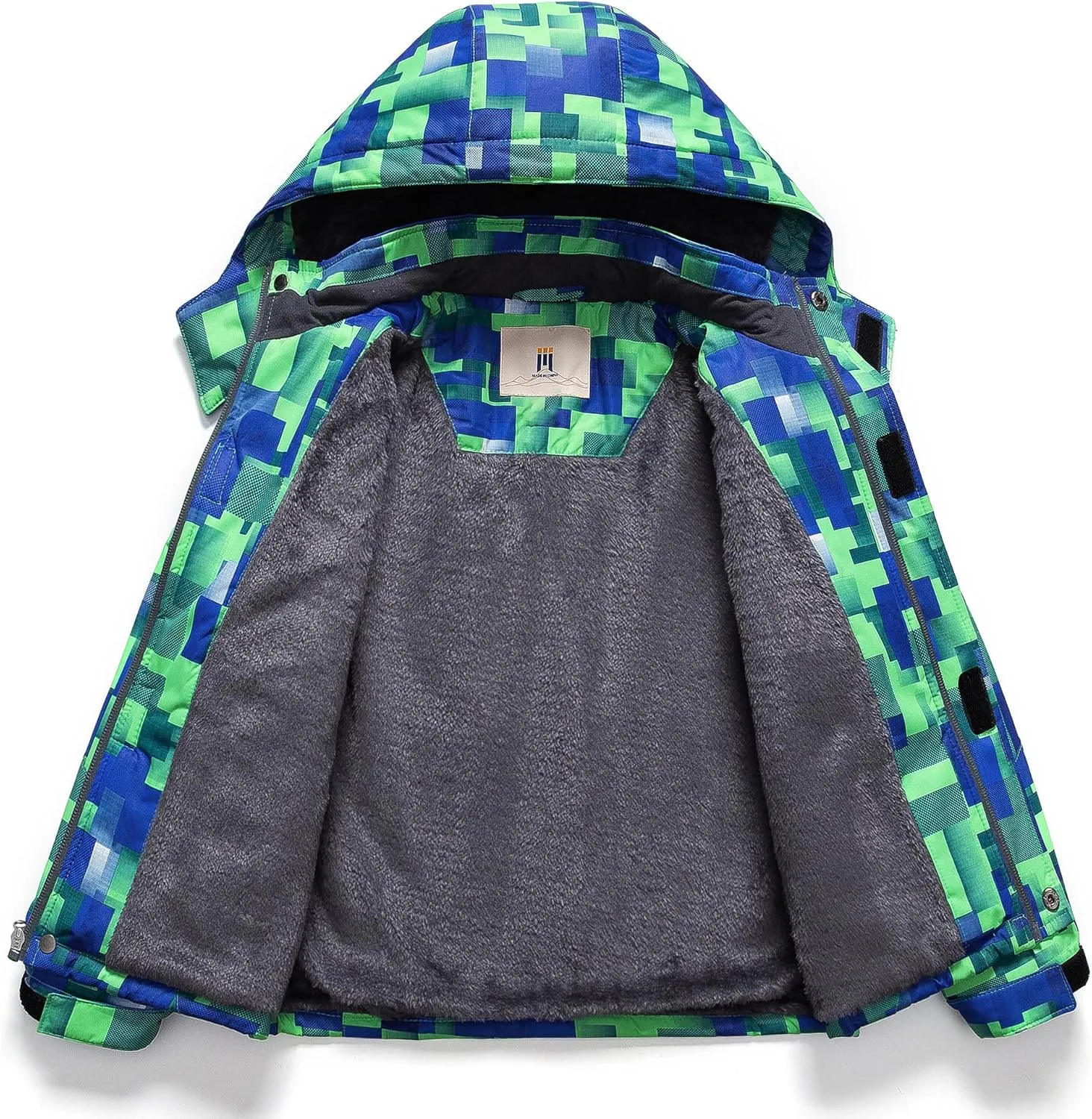 CREATMO US Boy's Waterproof Ski Jacket Warm Winter Snow Coat Windproof Snowboarding Rain Jacket