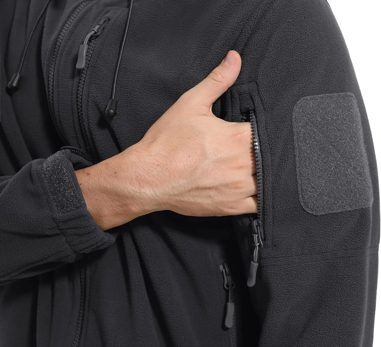 CRYSULLY Men's Fleece Hoodie Jacket Winter Tactical Military Windproof Jackets Coat