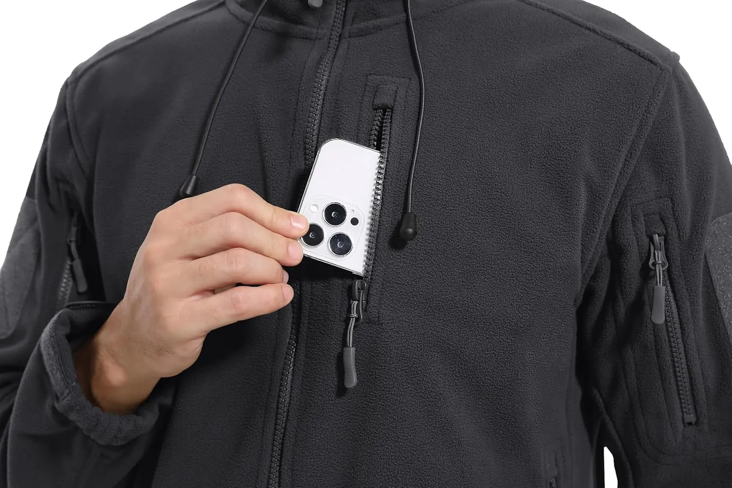 CRYSULLY Men's Fleece Hoodie Jacket Winter Tactical Military Windproof Jackets Coat