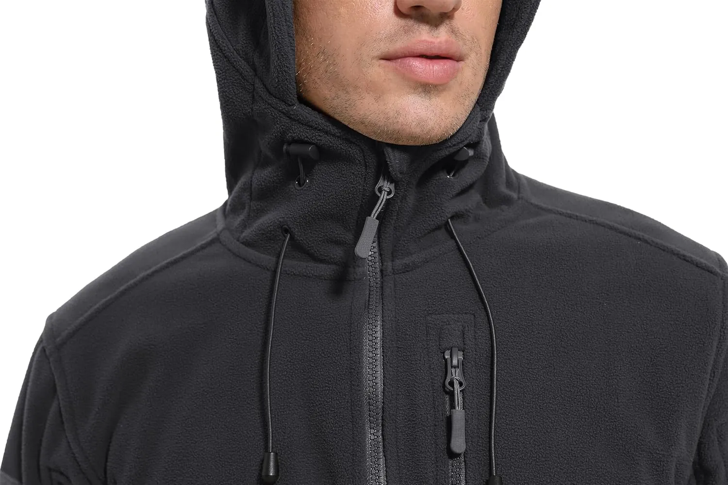 CRYSULLY Men's Fleece Hoodie Jacket Winter Tactical Military Windproof Jackets Coat