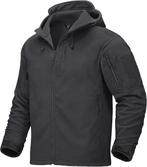 CRYSULLY Men's Fleece Hoodie Jacket Winter Tactical Military Windproof Jackets Coat