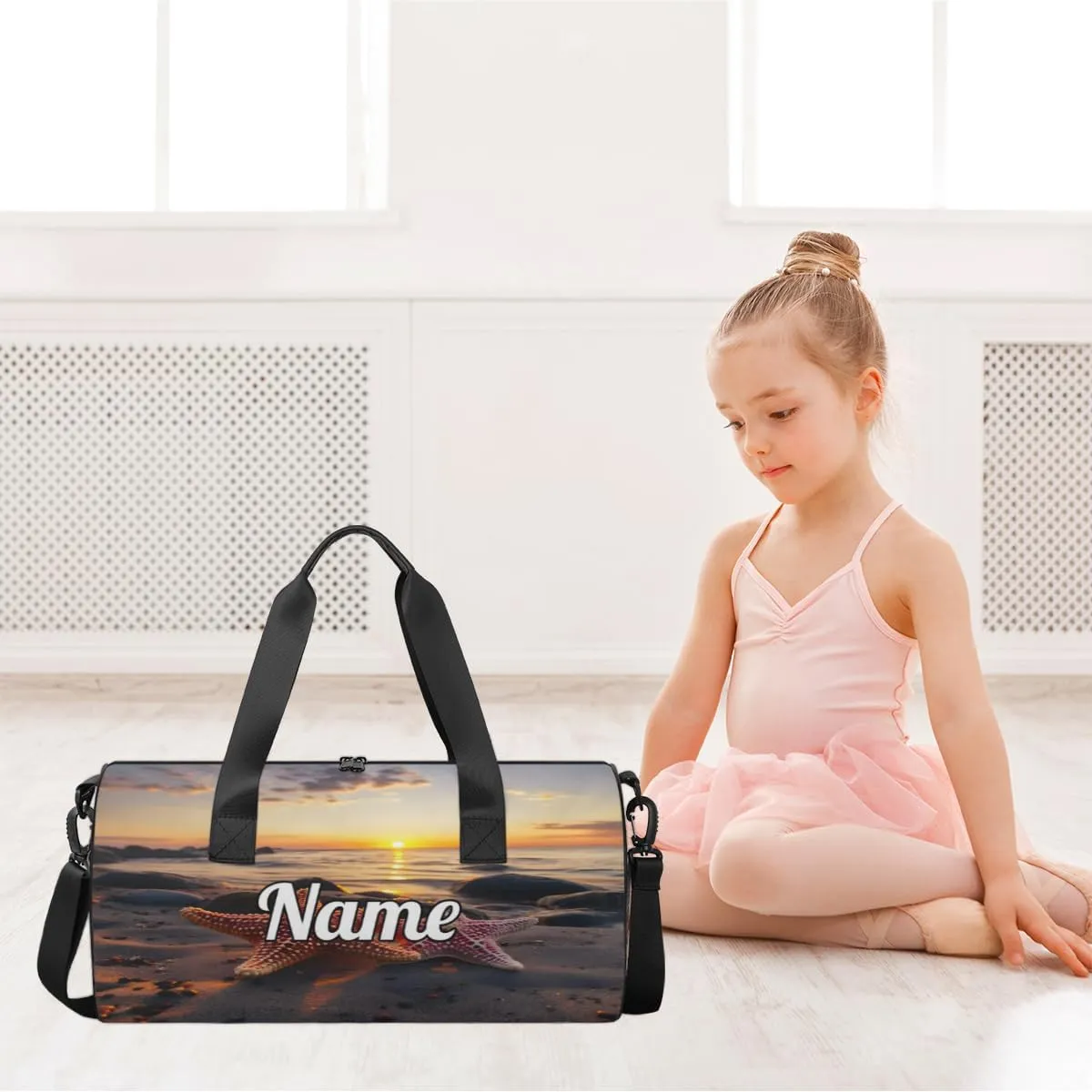 Custom Dance Duffel Bag Sport Backpacks Gyms and Weekend Overnight Travel Duffle Bag Birthday Christmas Halloween Waterproof, Ocean Theme Starfish