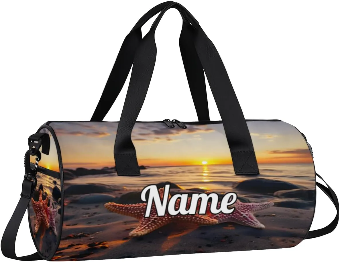 Custom Dance Duffel Bag Sport Backpacks Gyms and Weekend Overnight Travel Duffle Bag Birthday Christmas Halloween Waterproof, Ocean Theme Starfish