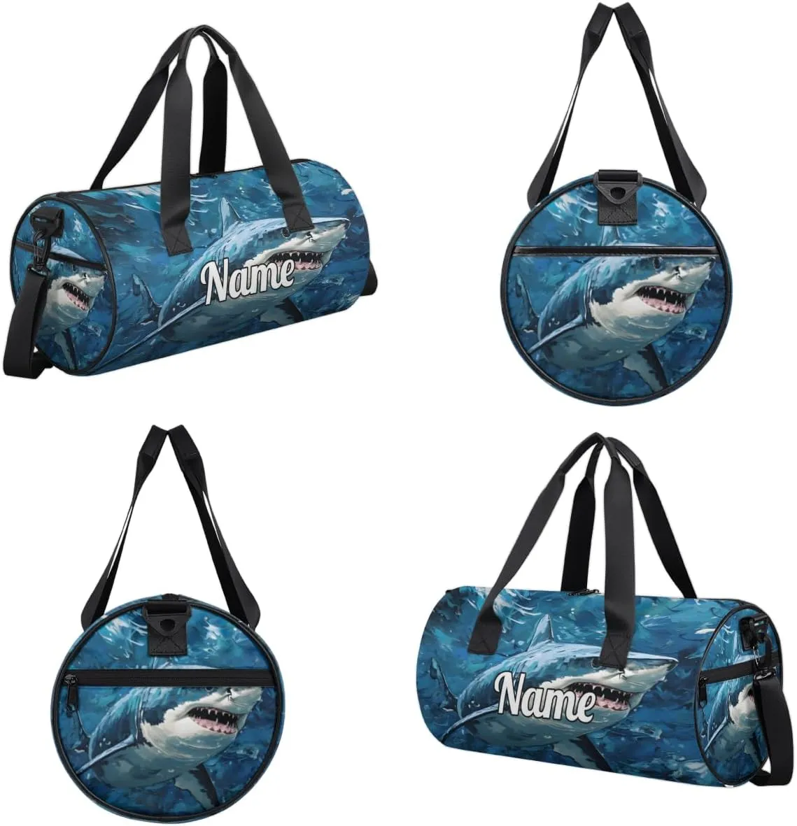 Custom Dance Duffel Bag Sport Backpacks Gyms and Weekend Overnight Travel Duffle Bag Birthday Christmas Halloween Waterproof, Shark Print