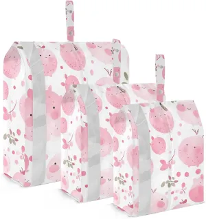 Cute Watercolor Strawberries Travel Storage Bag with Lanyard - Portable Lightweight Classified Storage Bag with Zipper, Dust and Waterproof Travel Packing Cube for Suitcase,3 Pieces