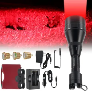 D8A 700 Yards Hunting Light Kit with Dimmable Green, Red, Infrared 850nm and White Intensity Control LED's for Predator, Coyote, Varmint & Hog