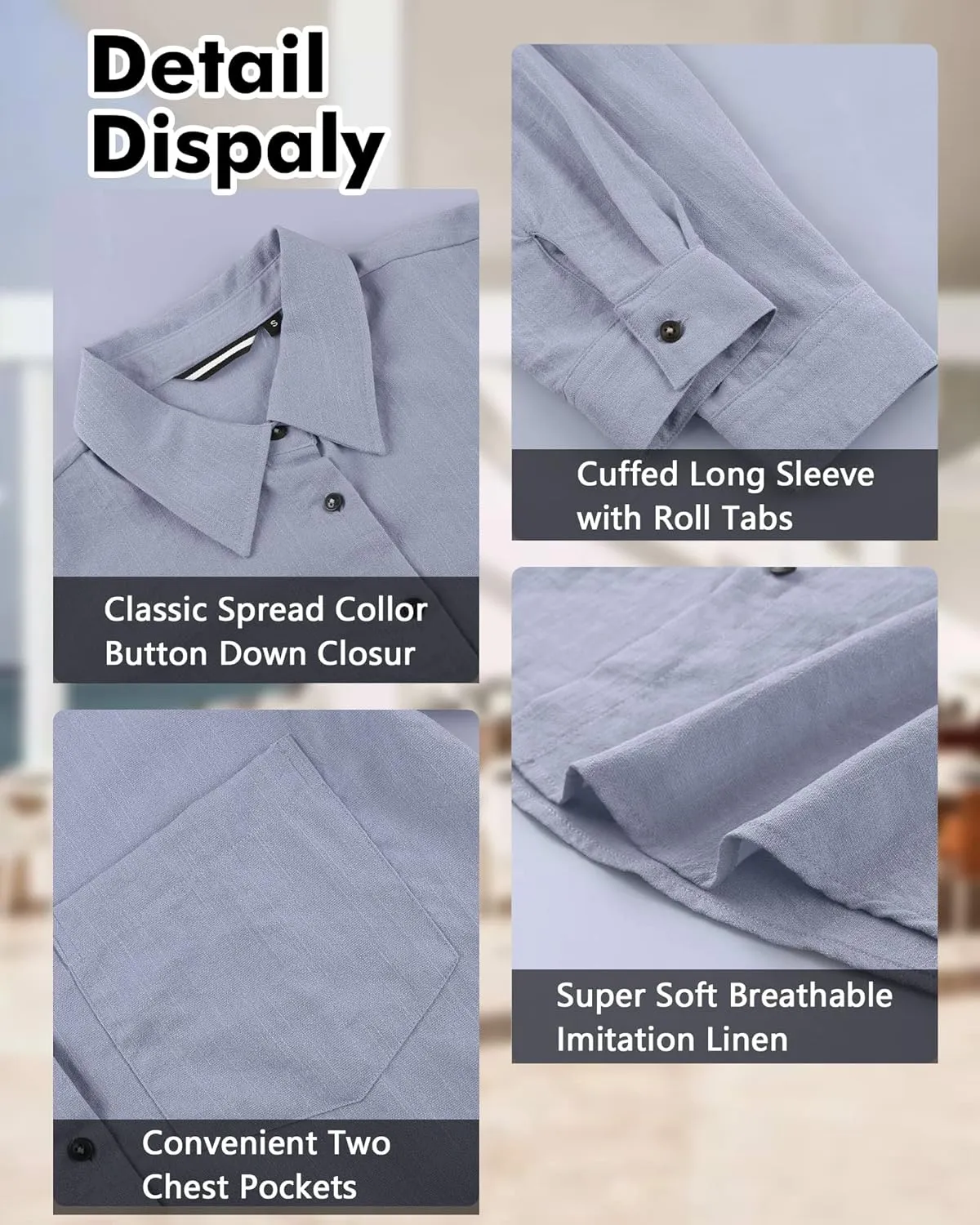 Deer Lady Womens Button Down Shirts Roll Up Long Sleeve Casual Blouse Shirts Tops