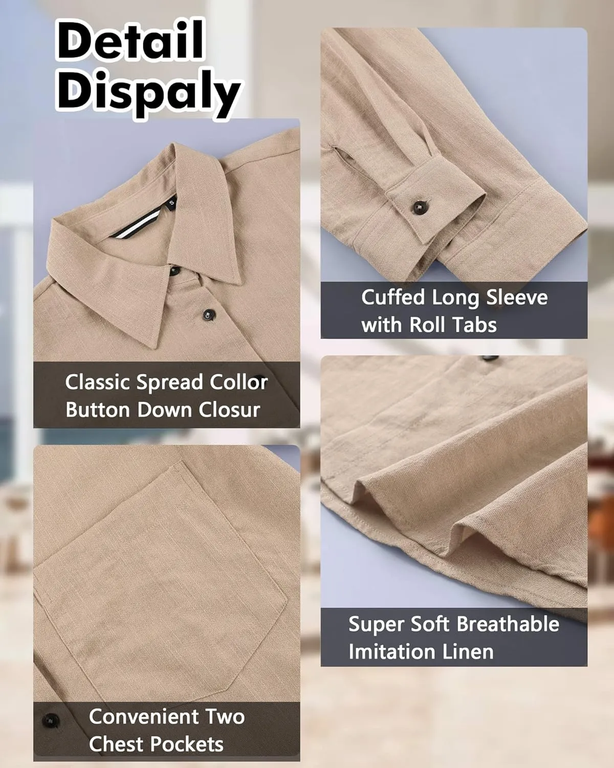 Deer Lady Womens Button Down Shirts Roll Up Long Sleeve Casual Blouse Shirts Tops