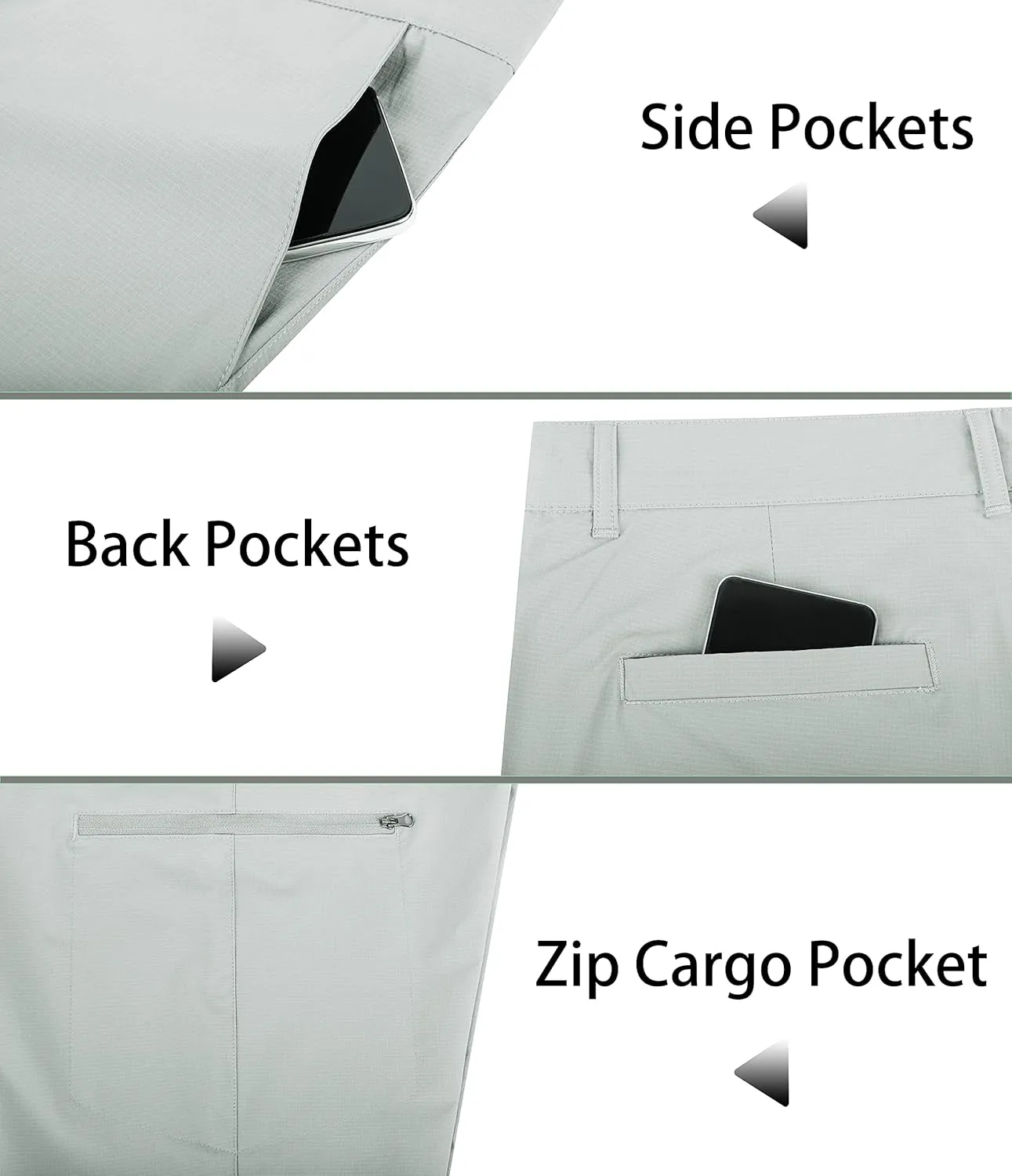 Derminpro Men's Quick Dry Stretch Water Resistant Golf Hiking Shorts with Multi Pockets