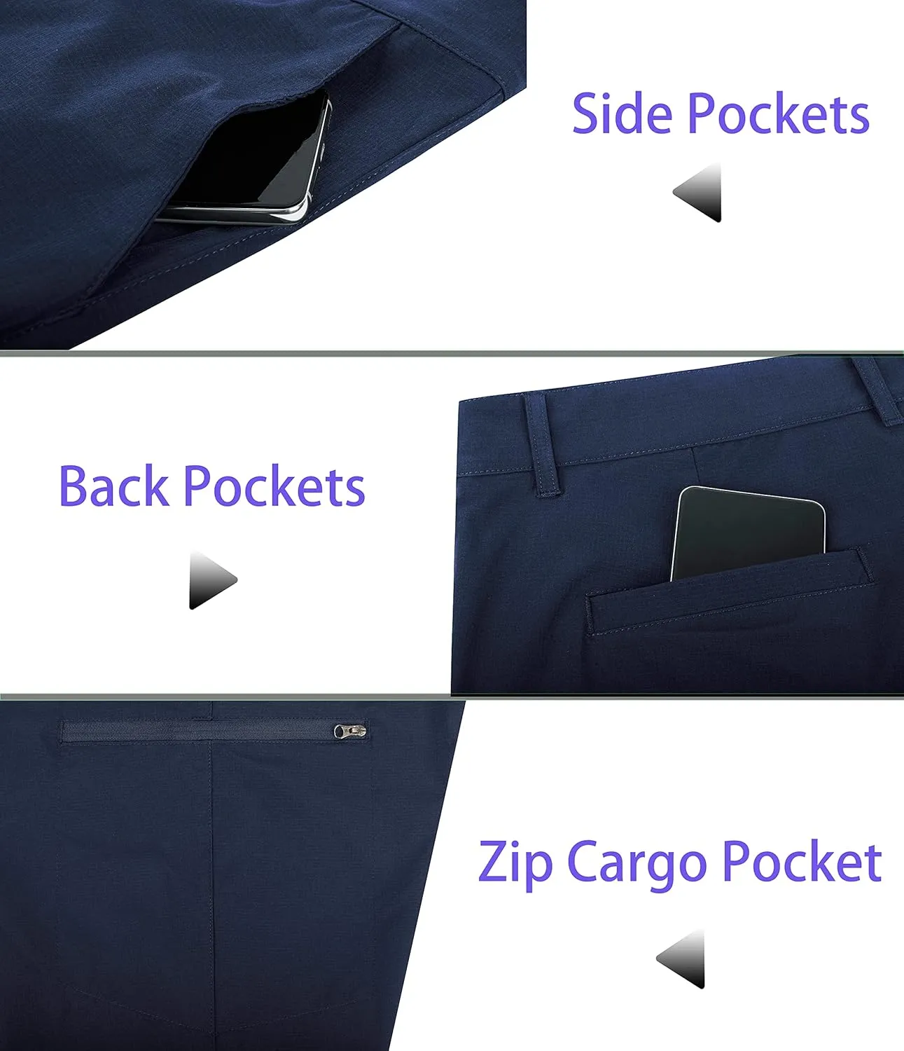Derminpro Men's Quick Dry Stretch Water Resistant Golf Hiking Shorts with Multi Pockets