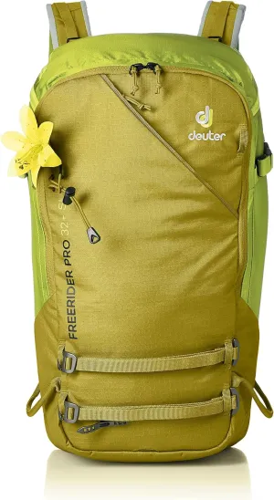Deuter Freerider Pro 32  SL Backpack for Skiing and Snowboarding - Women's Fit - Moss-Citrus