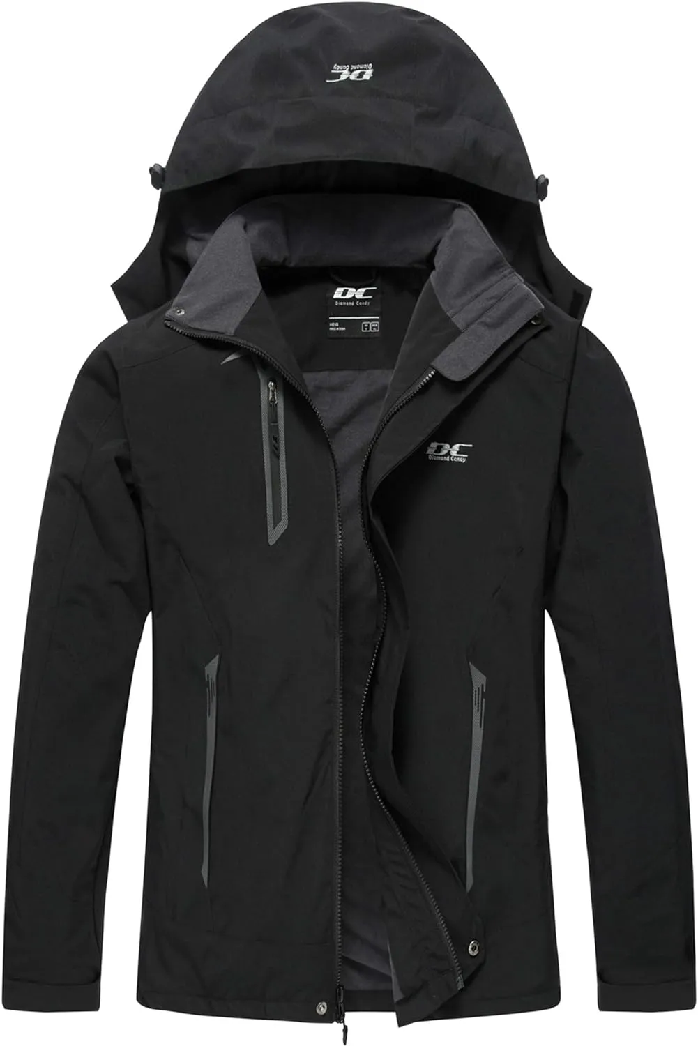 Diamond Candy Men's Hooded Waterproof Jacket Lightweight Rain Jacket Outdoor Casual Sportswear